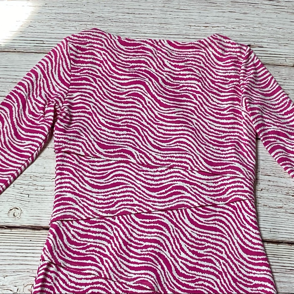 J McLaughlin Catalina Cloth Nicola Sheath Dress Rose and White Radio Wav… - Picture 9 of 12